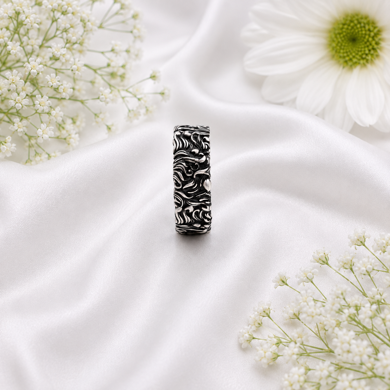 Floral Band Ring – 925 Sterling Silver – OYA by Gemkara view 4