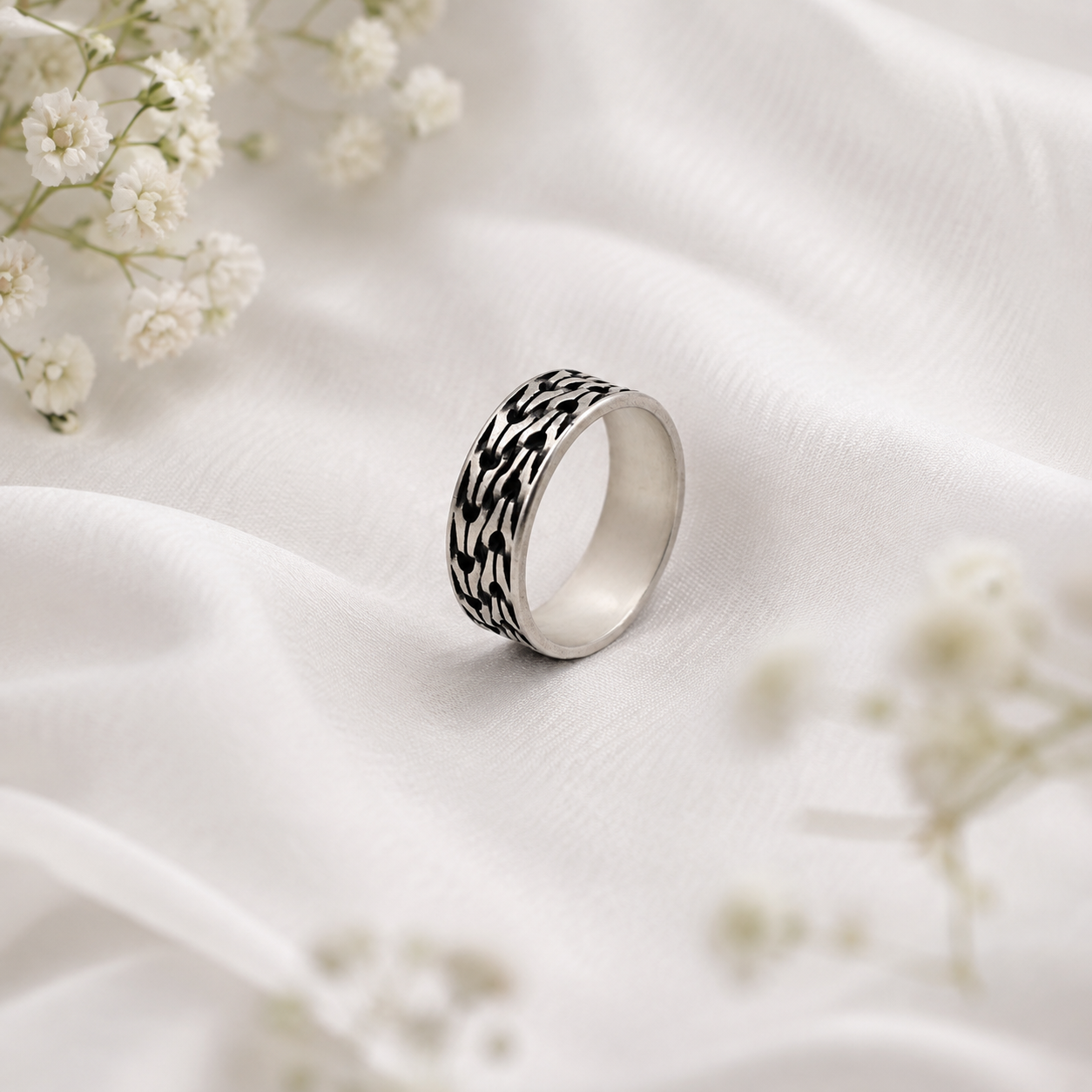 Textured Band Ring – 925 Sterling Silver – OYA by Gemkara view 3