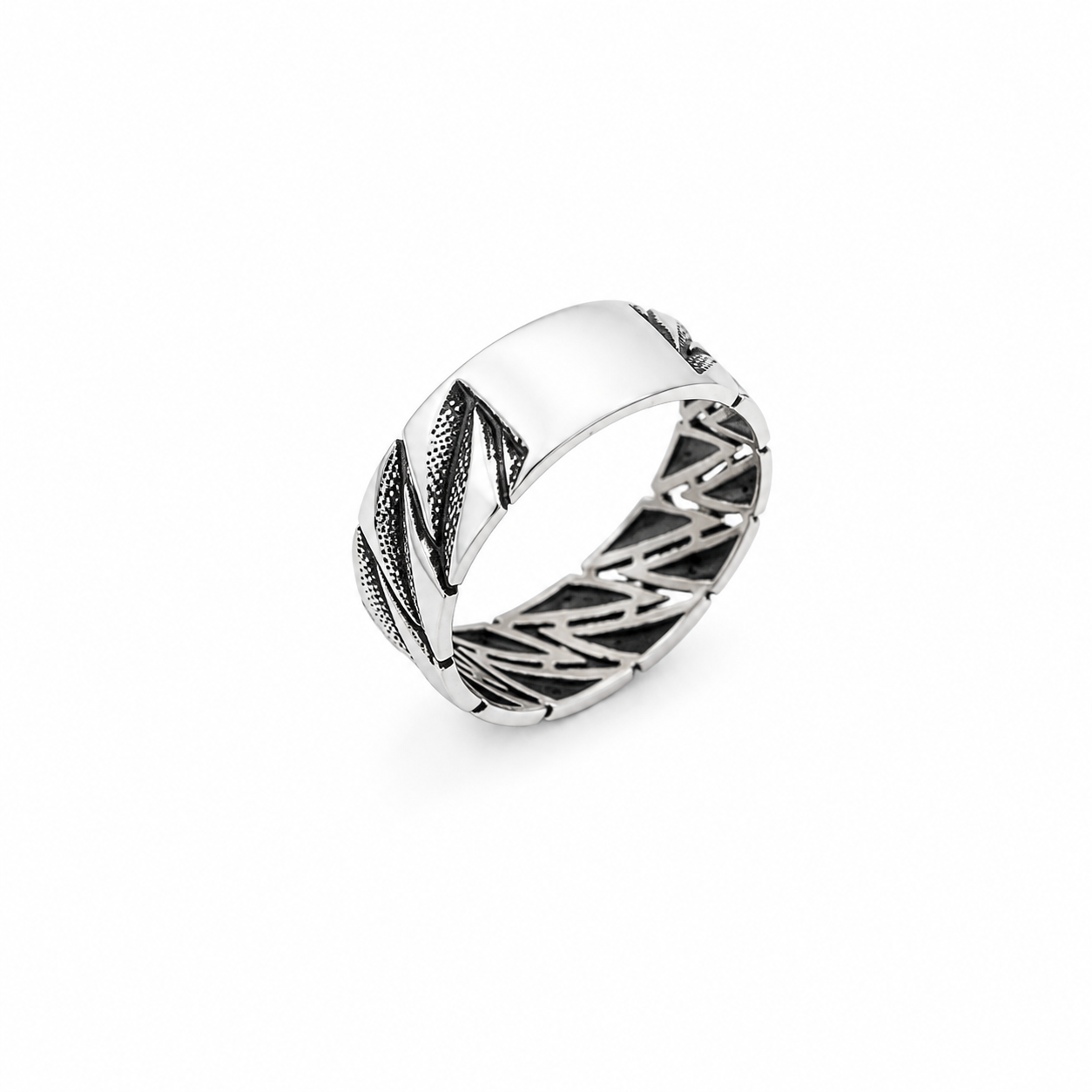 Leaf Crest Band – 925 Sterling Silver – OYA by Gemkara view 1