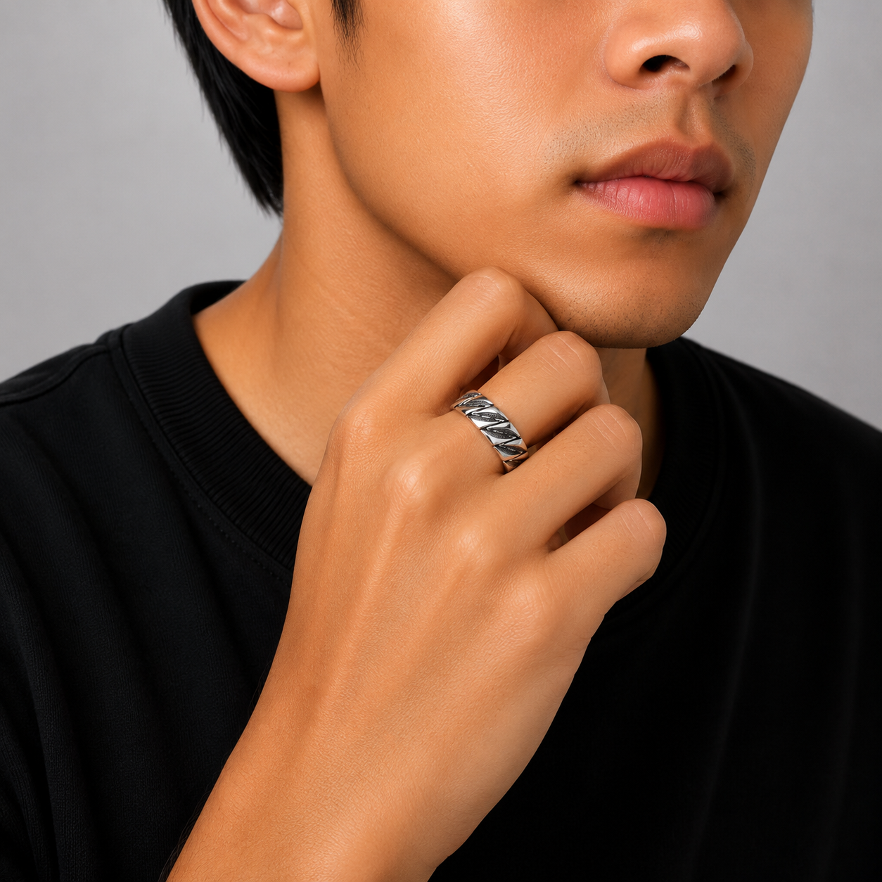 Leaf Crest Band – 925 Sterling Silver – OYA by Gemkara view 2