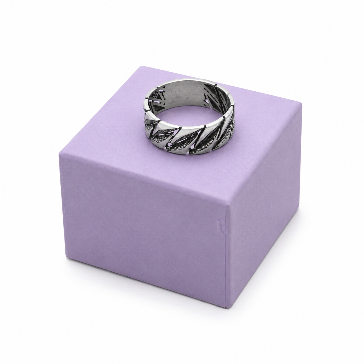 Leaf Crest Band – 925 Sterling Silver – OYA by Gemkara view 4