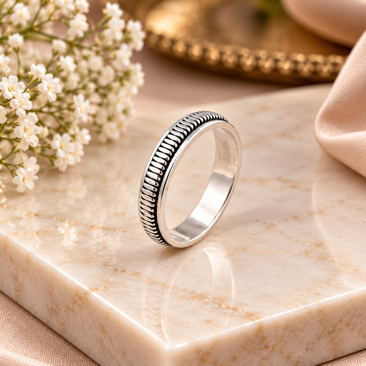 Textured Ring – 925 Sterling Silver – OYA by Gemkara view 3
