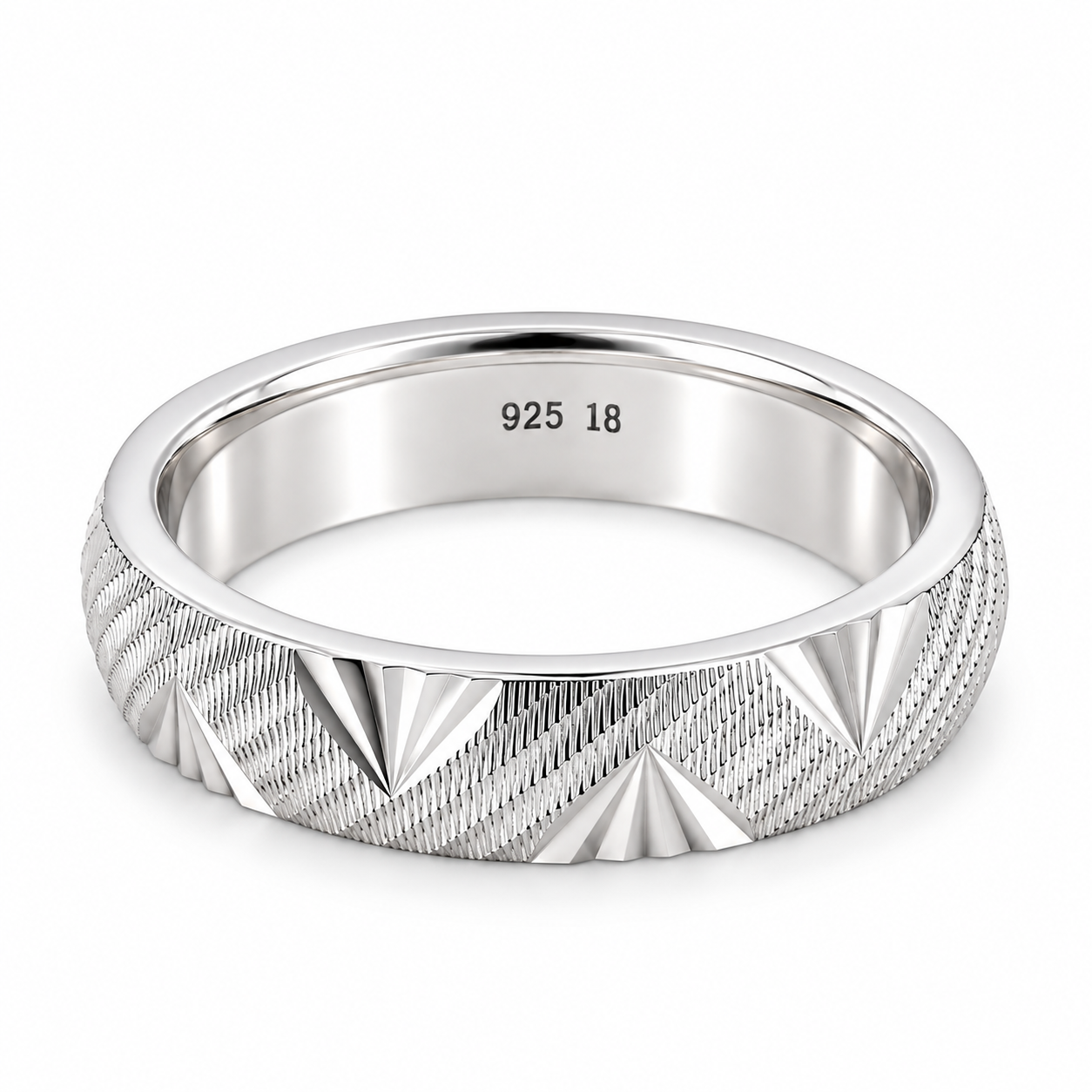 Geometric Textured Ring – 925 Sterling Silver – OYA by Gemkara view 1