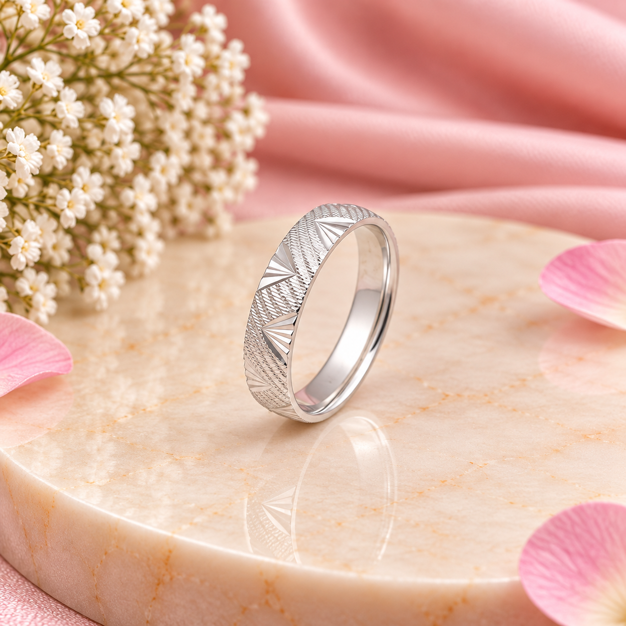 Geometric Textured Ring – 925 Sterling Silver – OYA by Gemkara view 3