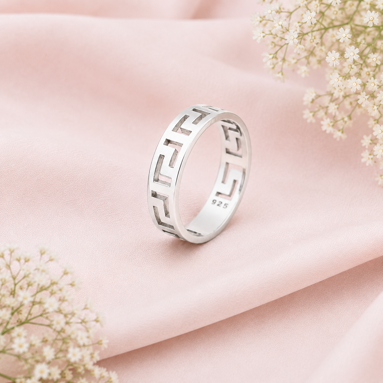 Greek Key Ring – 925 Sterling Silver – OYA by Gemkara view 3