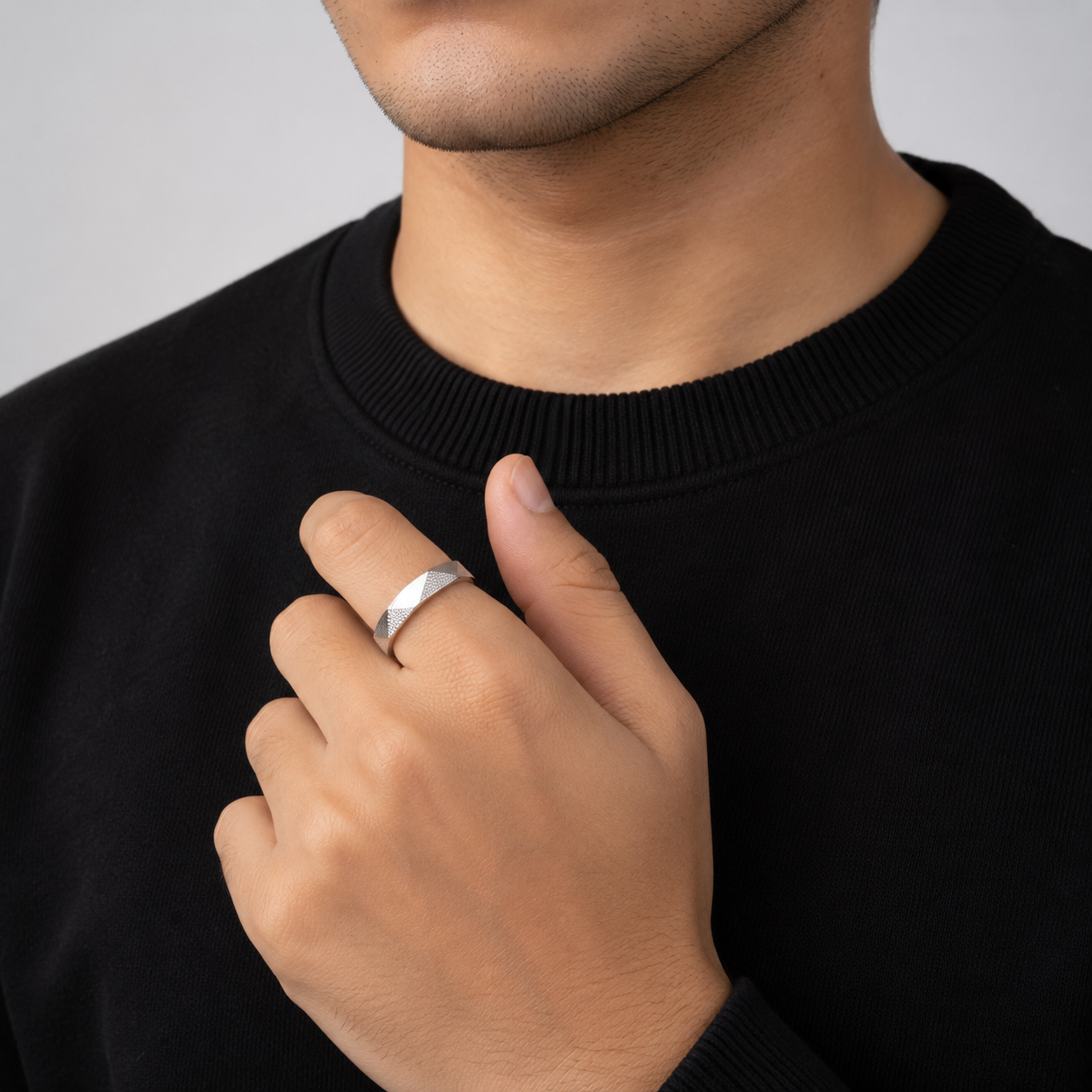 Prism Pattern Ring – 925 Sterling Silver – OYA by Gemkara view 2