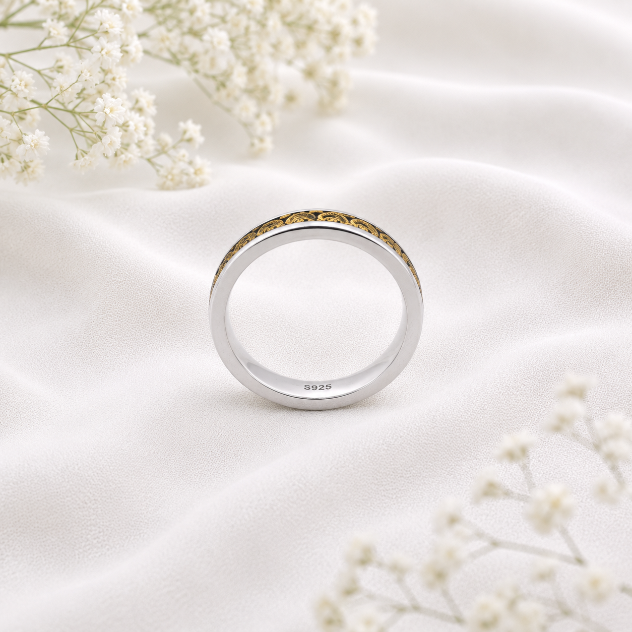 Om Pattern Ring – 925 Sterling Silver – OYA by Gemkara view 3