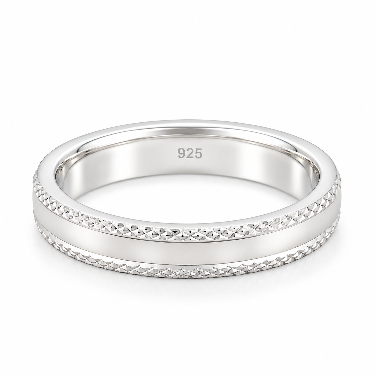Textured Slim Ring – 925 Sterling Silver – OYA by Gemkara view 1