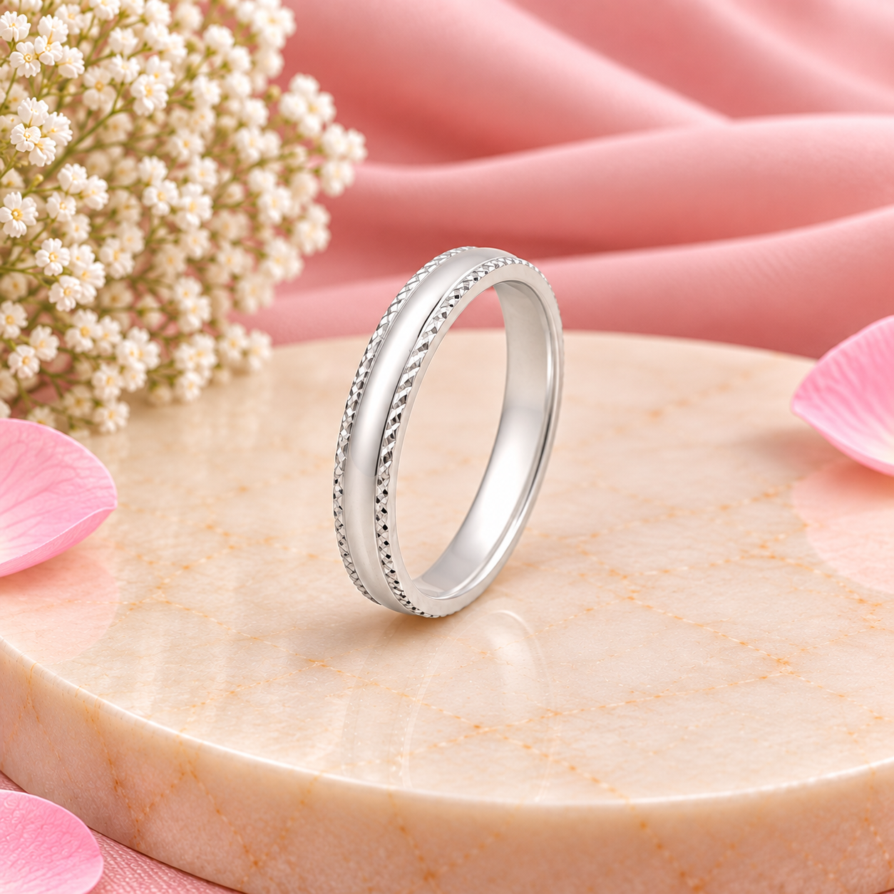Textured Slim Ring – 925 Sterling Silver – OYA by Gemkara view 3