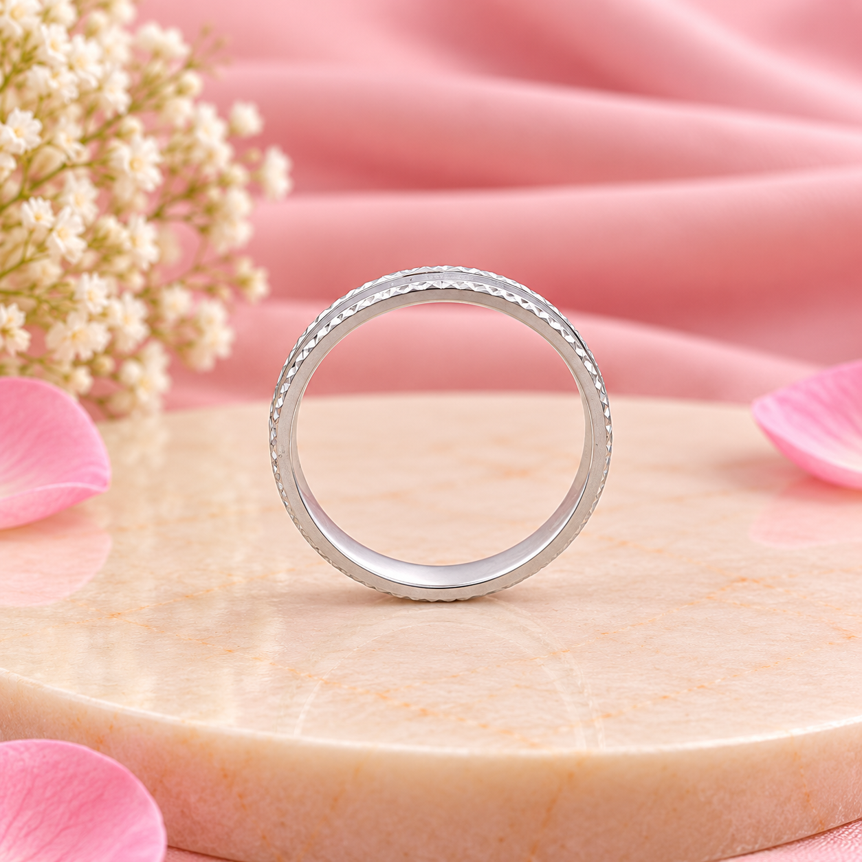 Textured Slim Ring – 925 Sterling Silver – OYA by Gemkara view 4