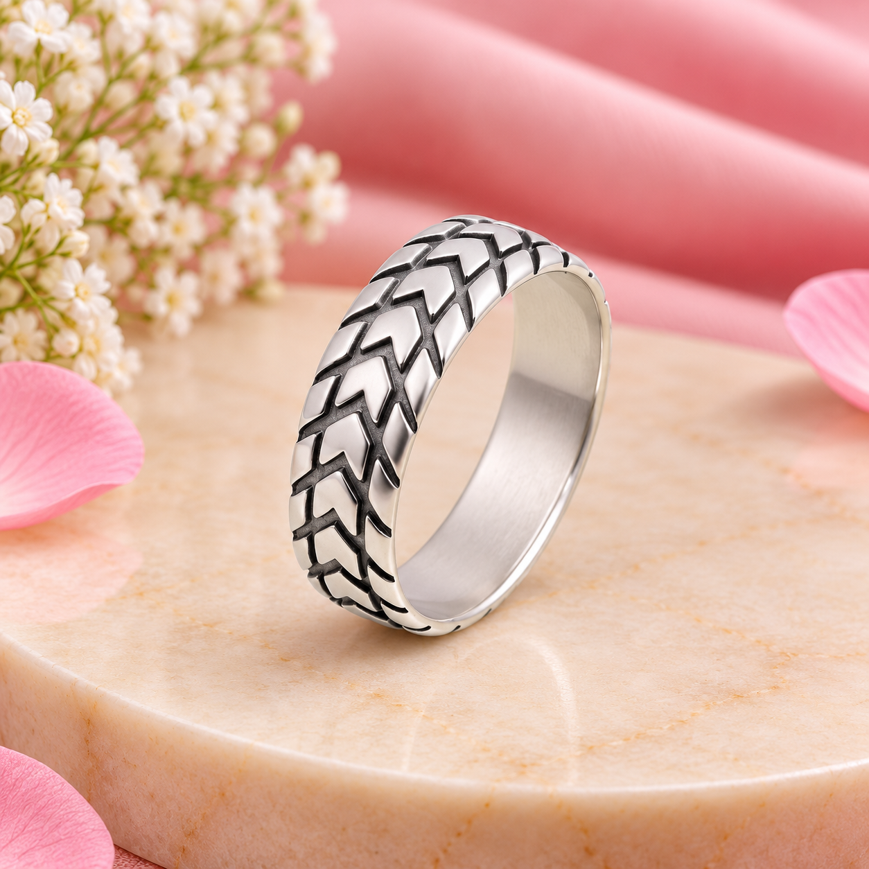 Chevron Band Ring – 925 Sterling Silver – OYA by Gemkara view 3