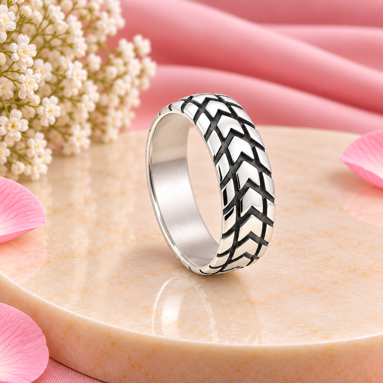 Chevron Band Ring – 925 Sterling Silver – OYA by Gemkara view 4