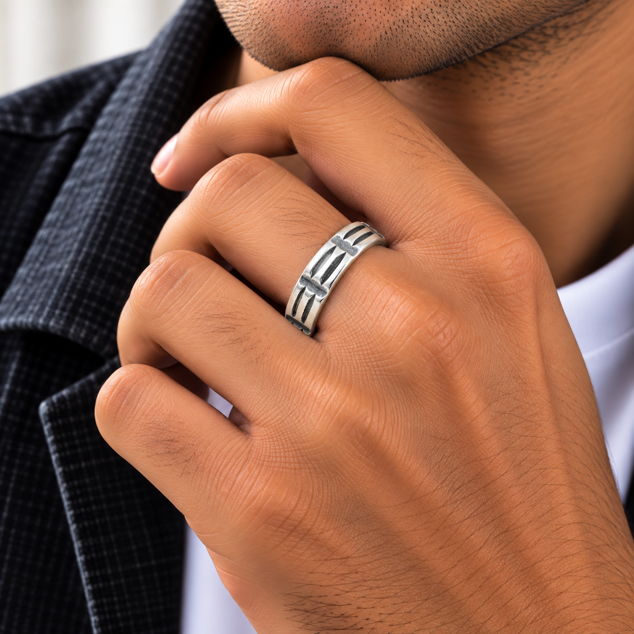 Cross Pattern Ring – 925 Sterling Silver – OYA by Gemkara view 2