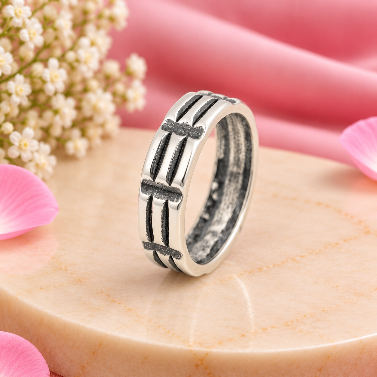 Cross Pattern Ring – 925 Sterling Silver – OYA by Gemkara view 3
