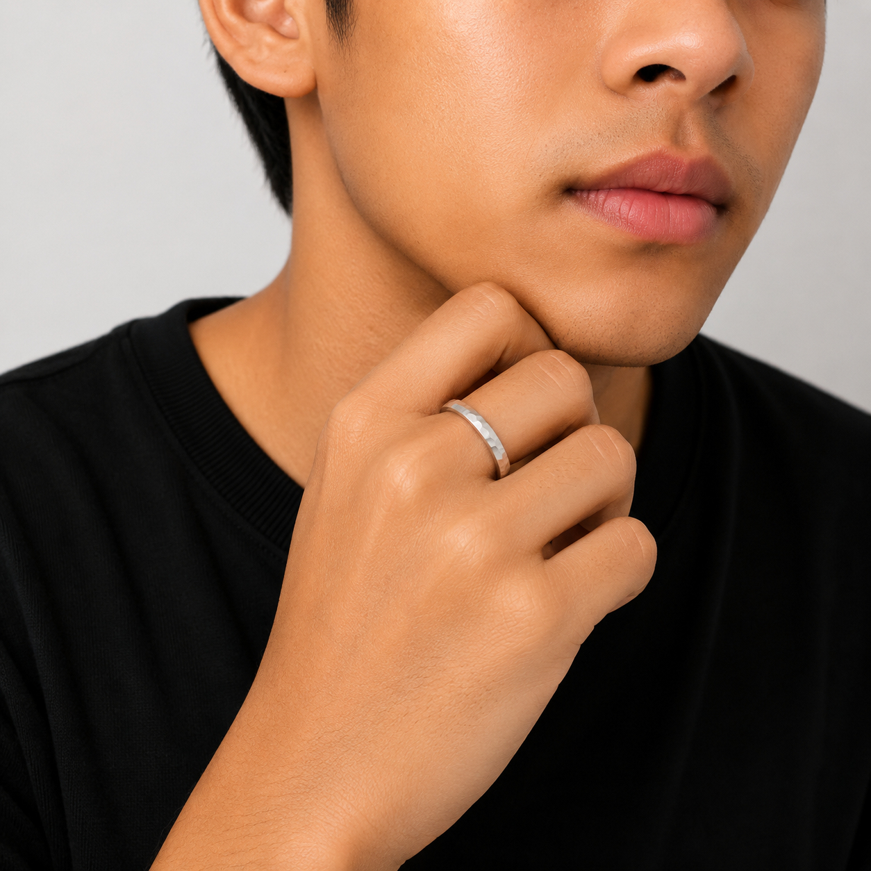 Faceted Silver Band – OYA by Gemkara view 2
