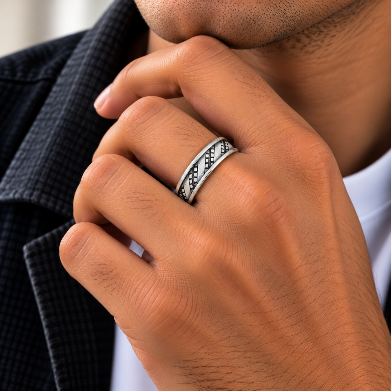 Oxidized Criss-Cross Ring – 925 Sterling Silver – OYA by Gemkara view 2