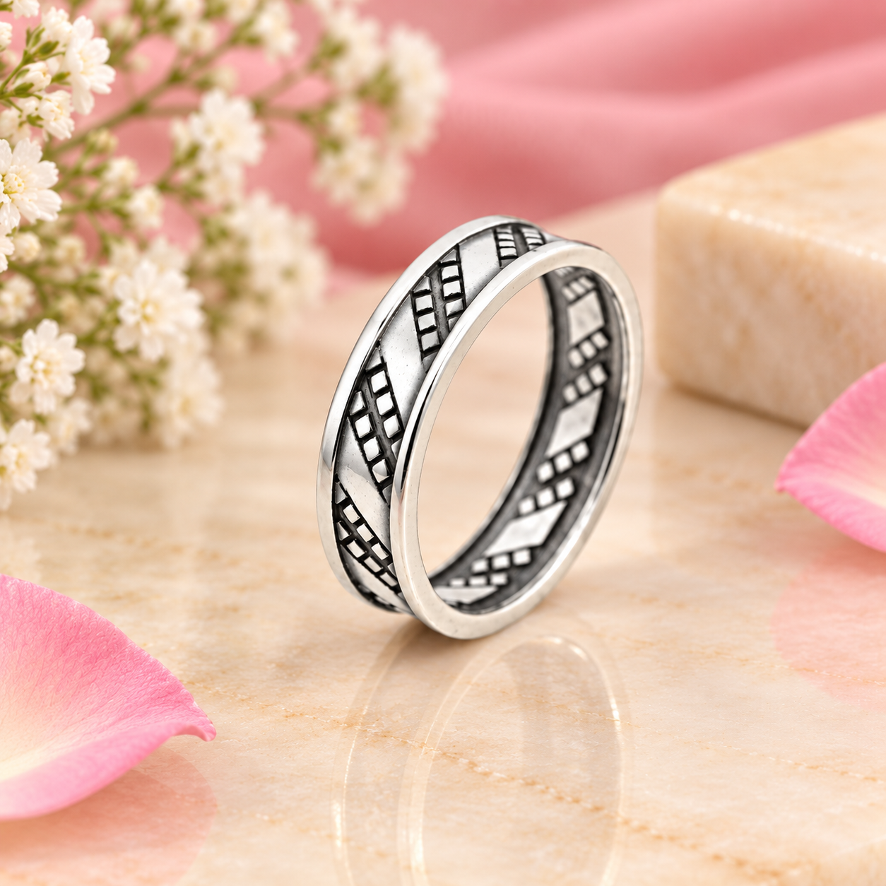 Oxidized Criss-Cross Ring – 925 Sterling Silver – OYA by Gemkara view 3