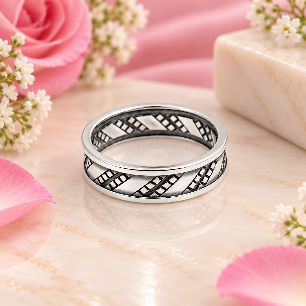 Oxidized Criss-Cross Ring – 925 Sterling Silver – OYA by Gemkara view 4