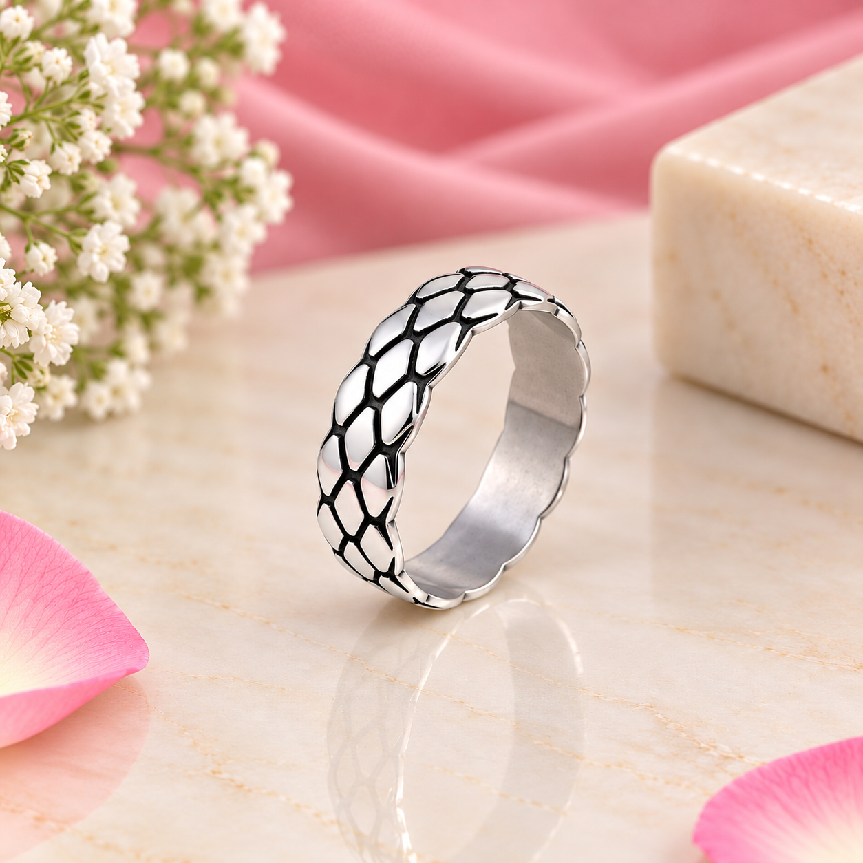 Snake Pattern Ring – 925 Sterling Silver – OYA by Gemkara view 3