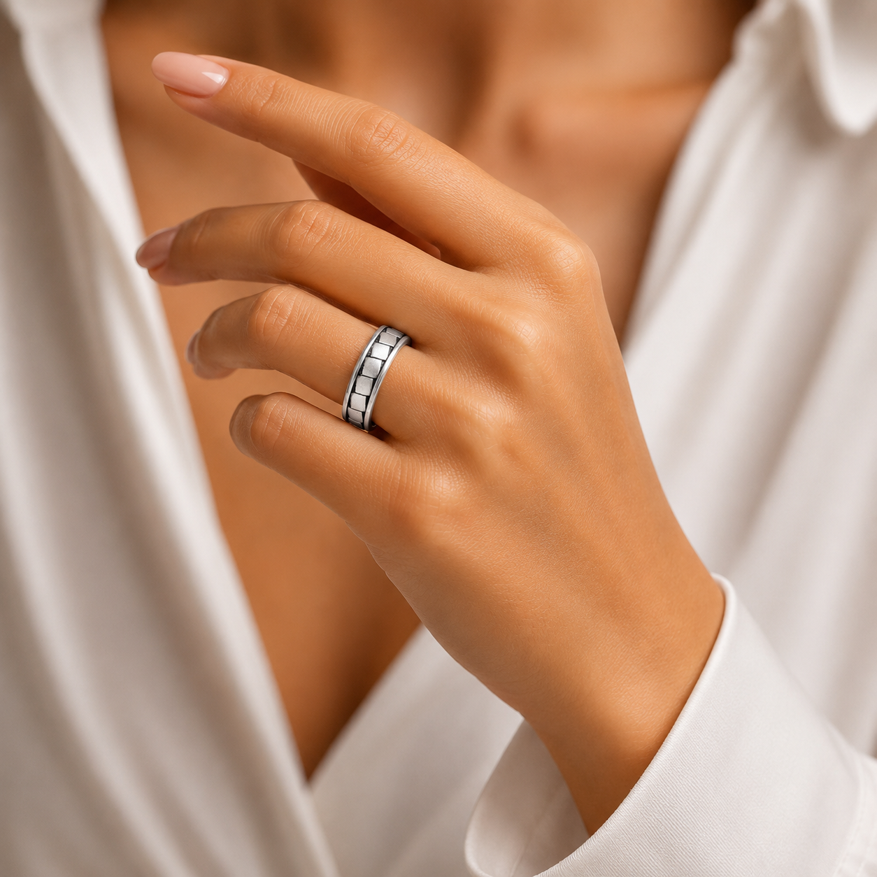 Geometric Design Ring – 925 Sterling Silver – OYA by Gemkara view 2