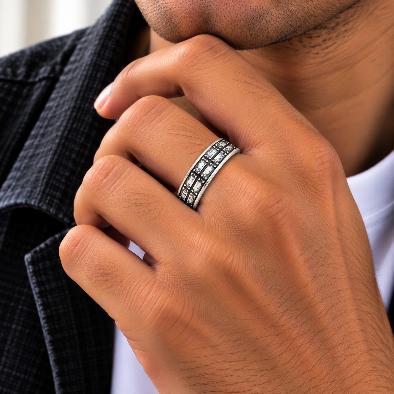 Oxidized Dot Ring – 925 Sterling Silver – OYA by Gemkara view 2