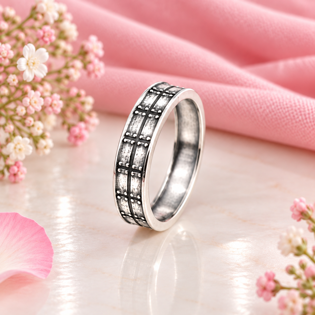 Oxidized Dot Ring – 925 Sterling Silver – OYA by Gemkara view 3