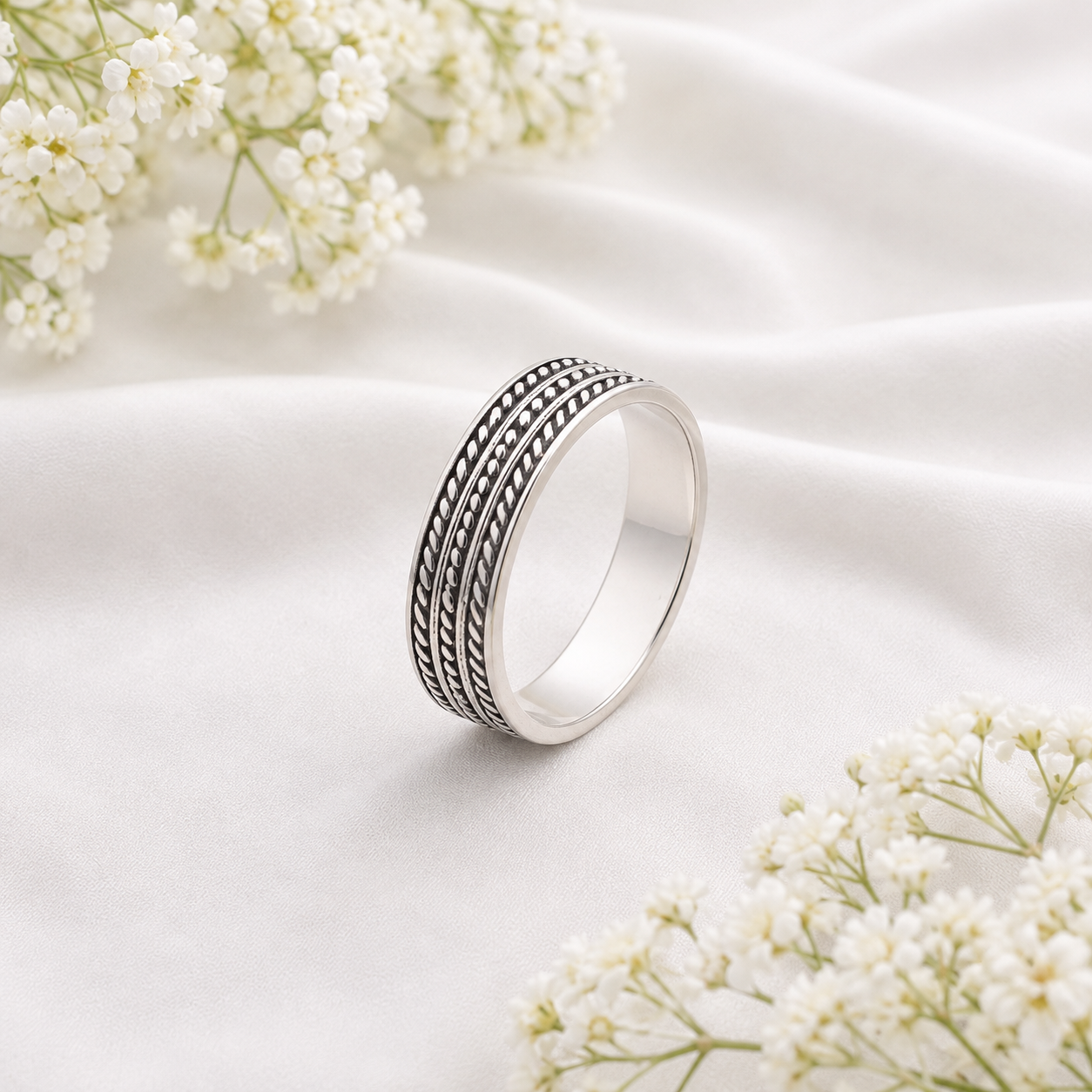 Rope Band Ring – 925 Sterling Silver – OYA by Gemkara view 3