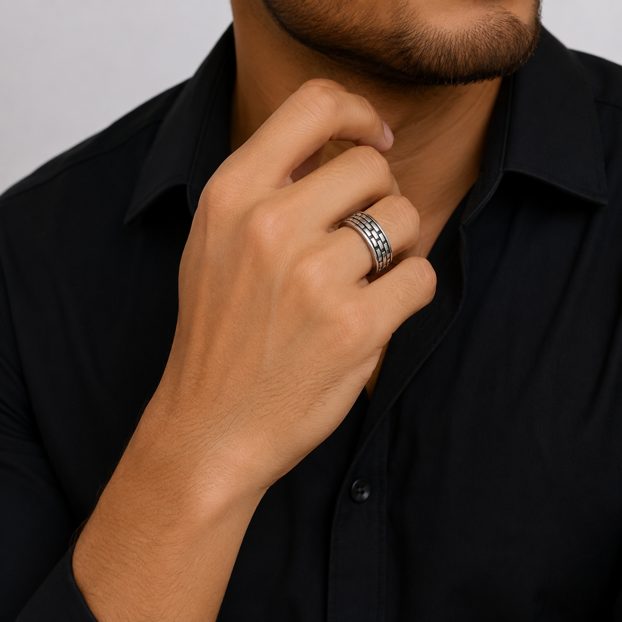 Geometric Band Ring – 925 Sterling Silver – OYA by Gemkara view 2