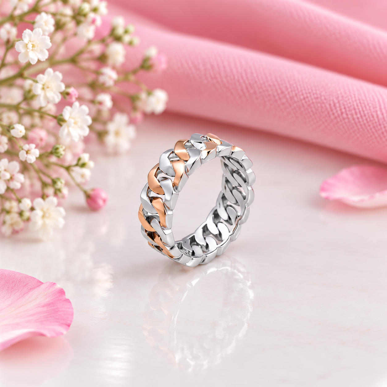 Two-Tone Braided Ring – 925 Sterling Silver – OYA by Gemkara view 3