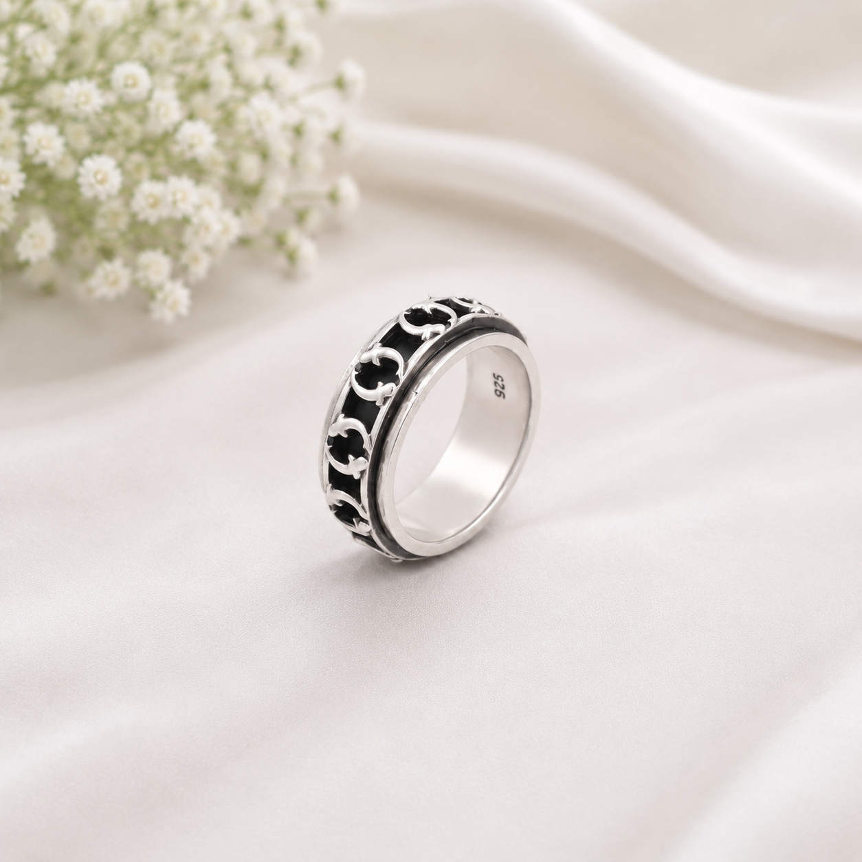 Oxidized Band Ring – 925 Sterling Silver – OYA by Gemkara view 3