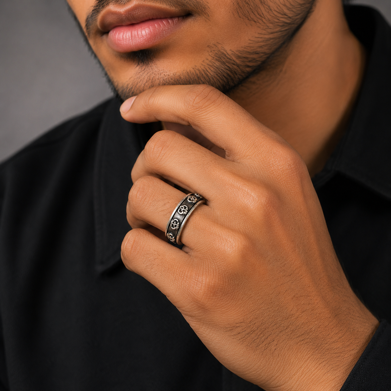 Om Band Ring – 925 Sterling Silver – OYA by Gemkara view 2