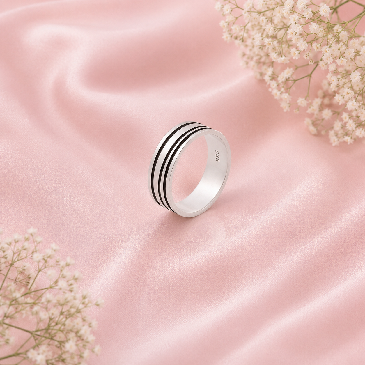 Triple Groove Ring – 925 Sterling Silver – OYA by Gemkara view 2