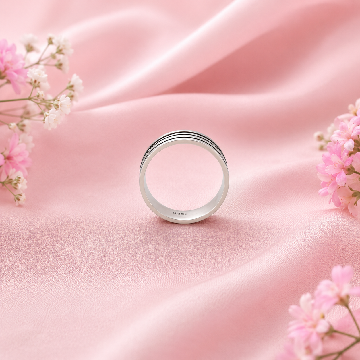 Triple Groove Ring – 925 Sterling Silver – OYA by Gemkara view 3