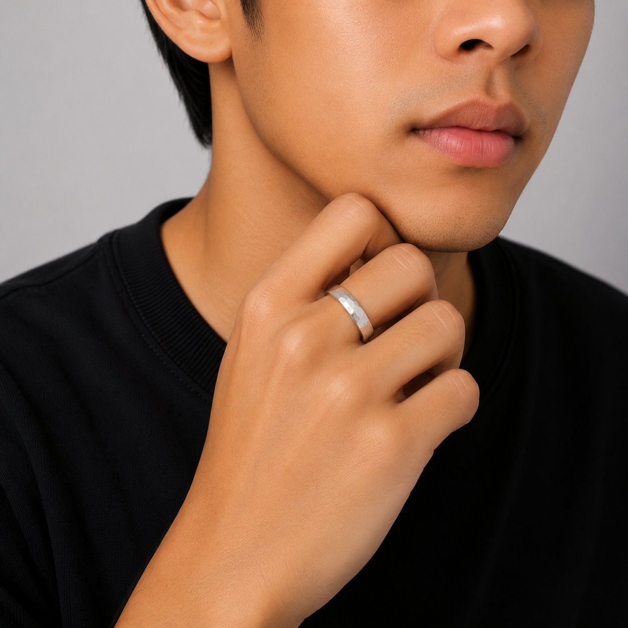 Hammered Silver Band – OYA by Gemkara view 2