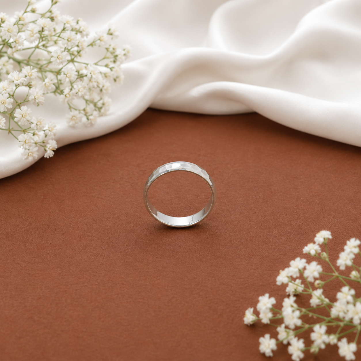 Hammered Silver Band – OYA by Gemkara view 3