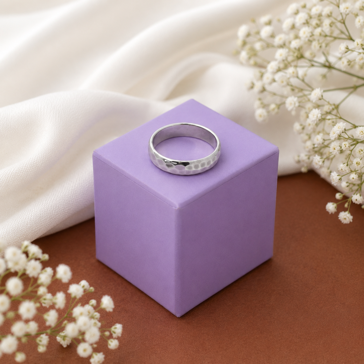 Hammered Silver Band – OYA by Gemkara view 4