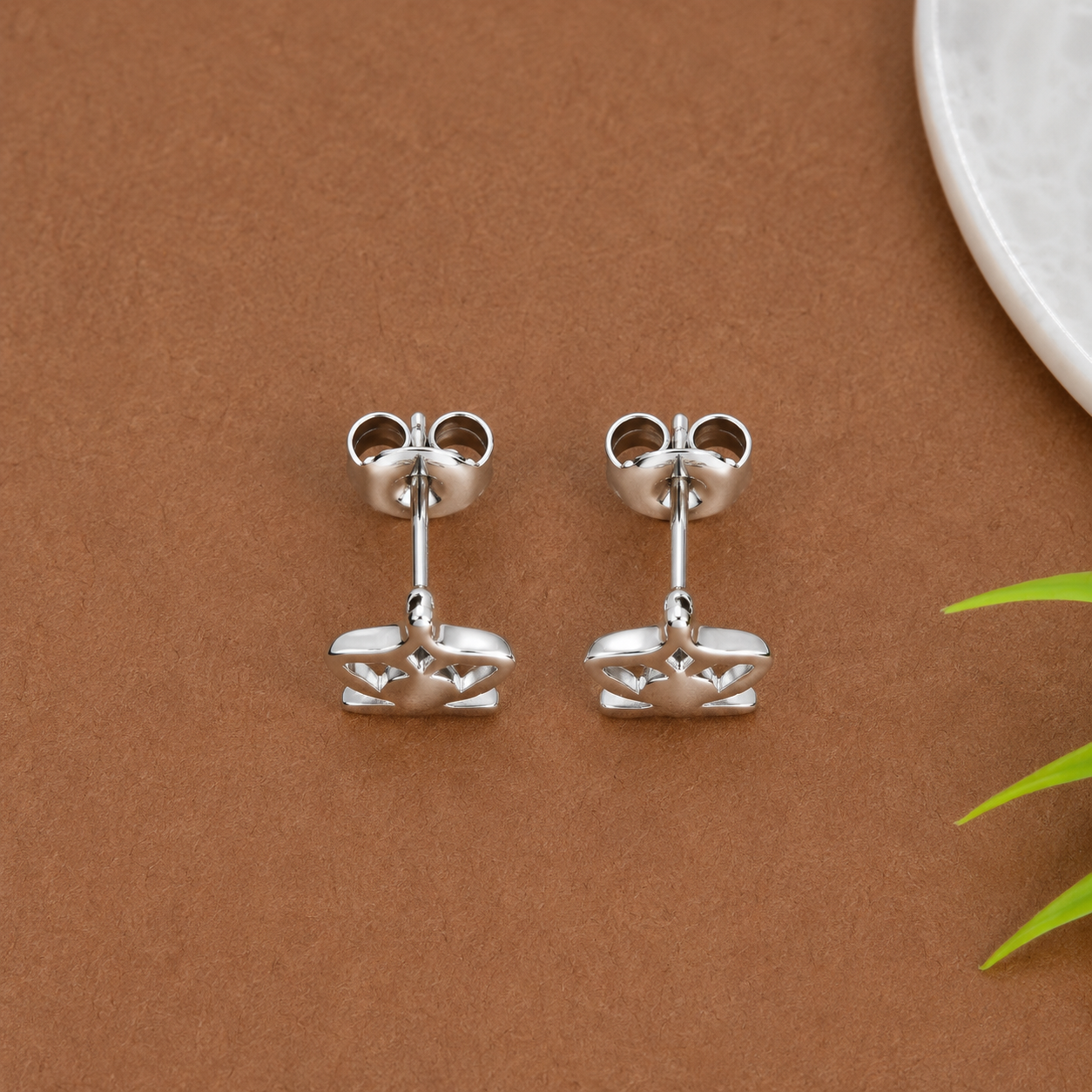 Crown Heart Stud Earrings – 925 Sterling Silver – OYA by Gemkara view 2