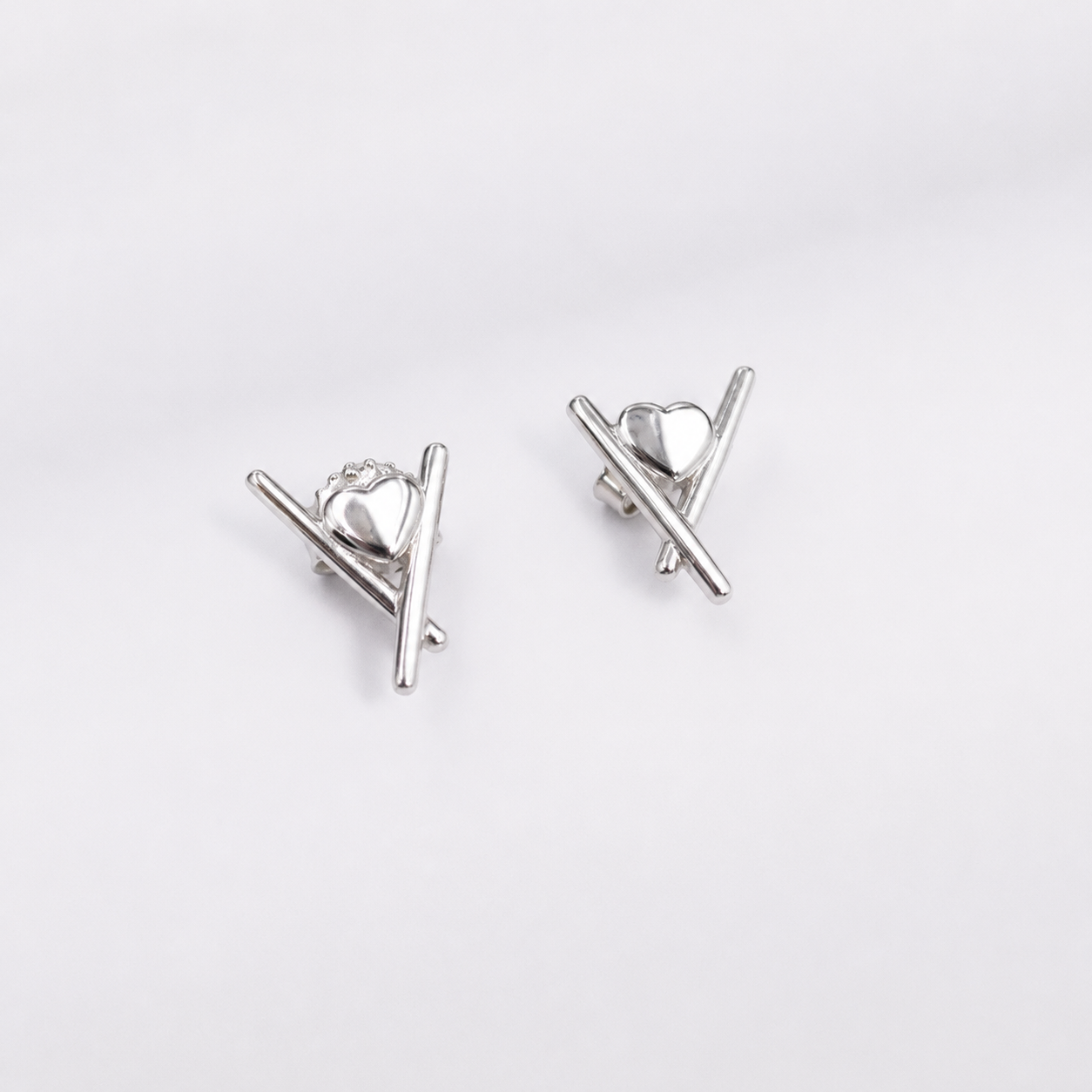Crossed Heart Stud Earrings – 925 Sterling Silver – OYA by Gemkara view 2
