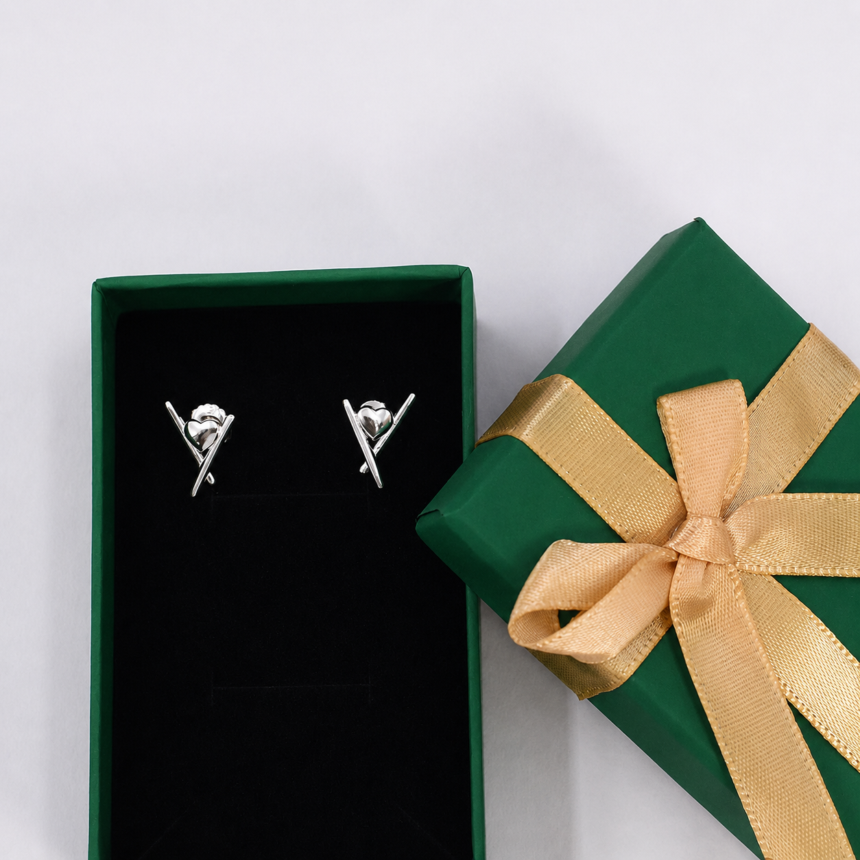 Crossed Heart Stud Earrings – 925 Sterling Silver – OYA by Gemkara view 4
