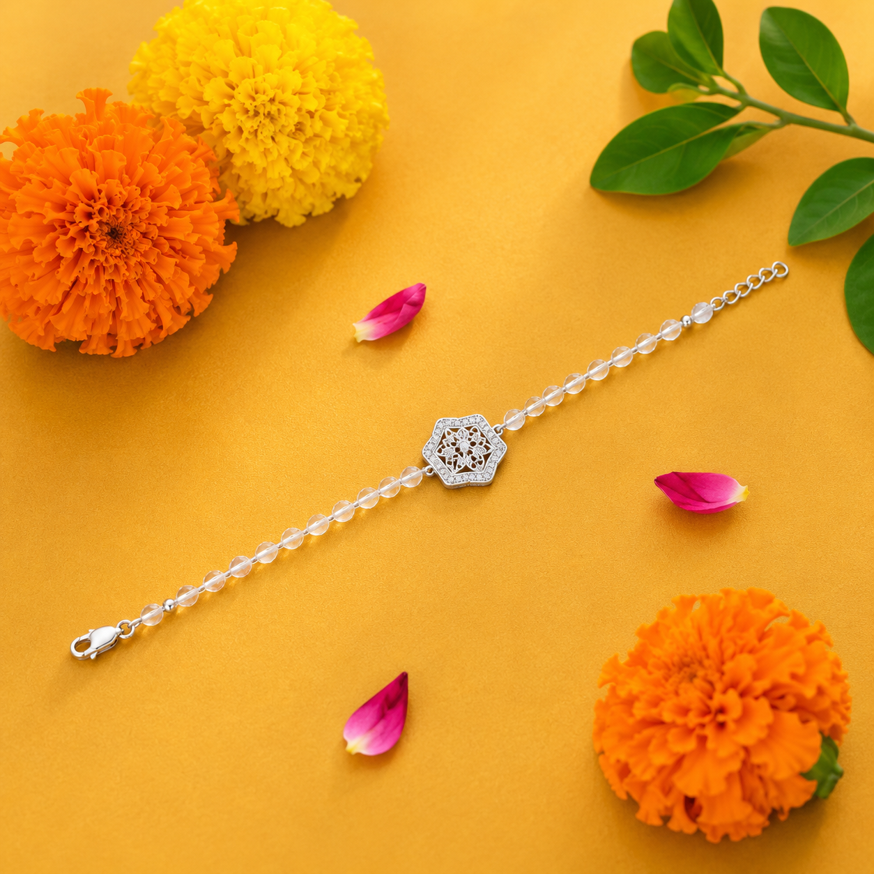 Crystal Bloom Rakhi – 925 Sterling Silver – OYA by Gemkara view 2