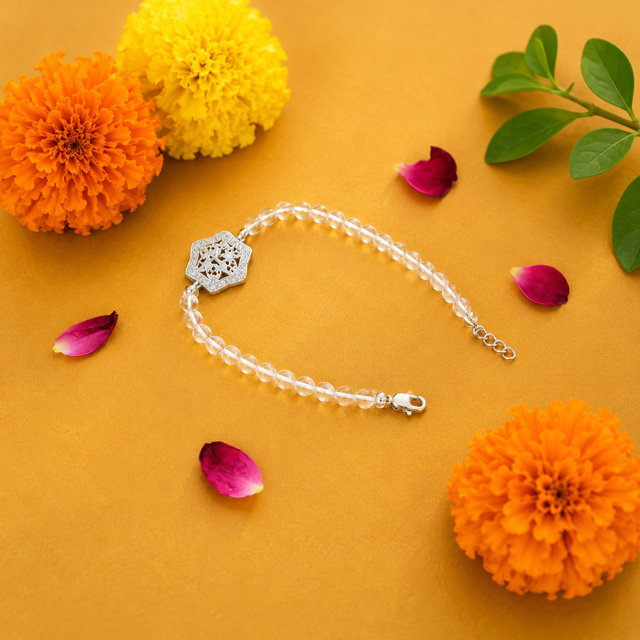 Crystal Bloom Rakhi – 925 Sterling Silver – OYA by Gemkara view 3