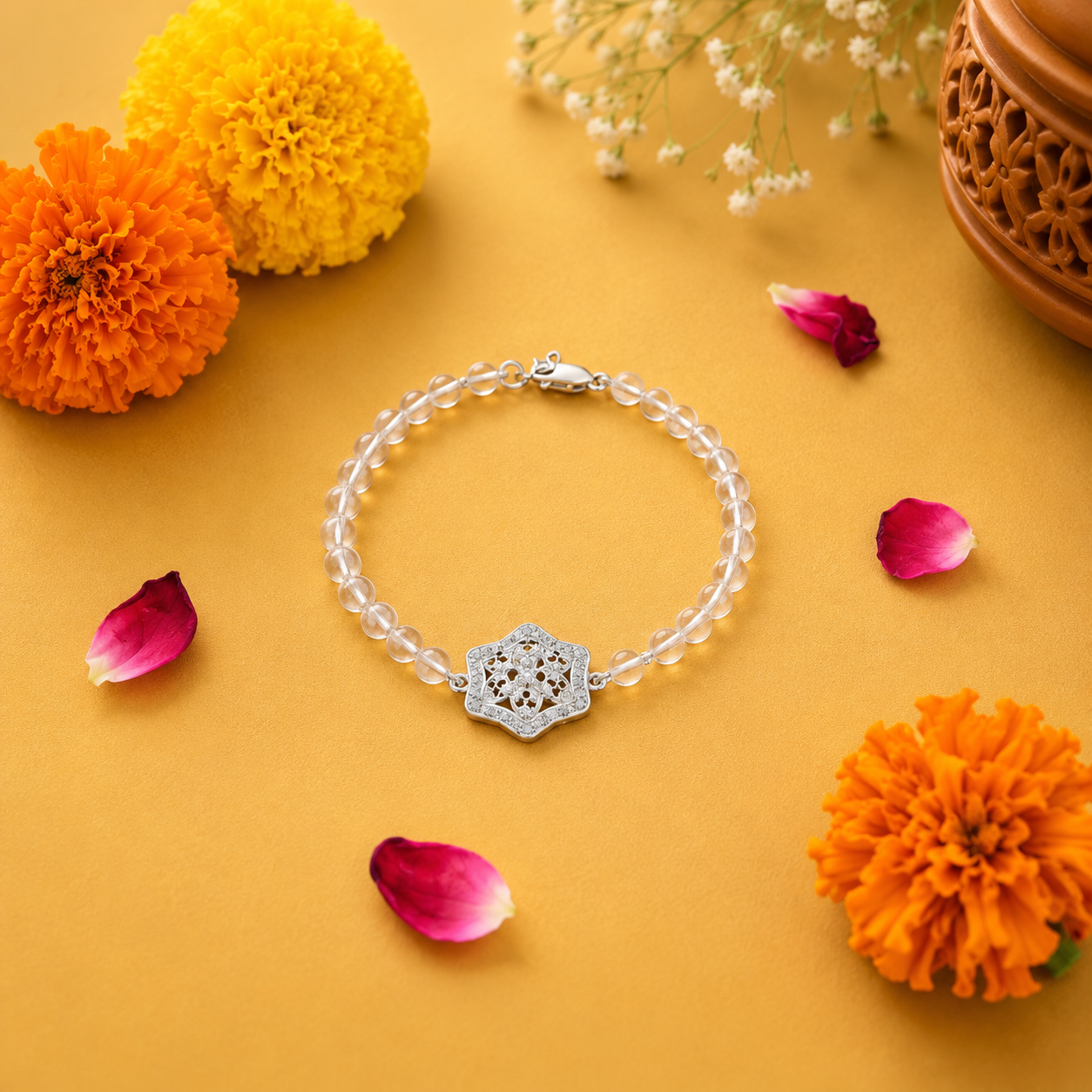 Crystal Bloom Rakhi – 925 Sterling Silver – OYA by Gemkara view 4