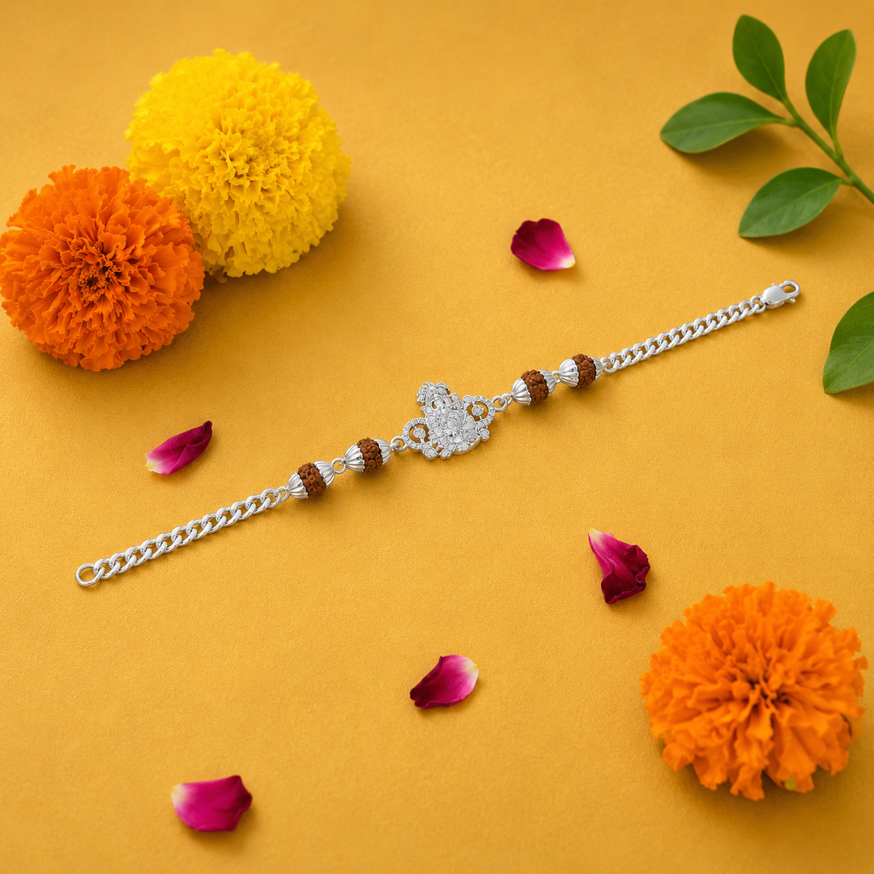 Krishna Rudraksha Rakhi – 925 Sterling Silver – OYA by Gemkara view 2