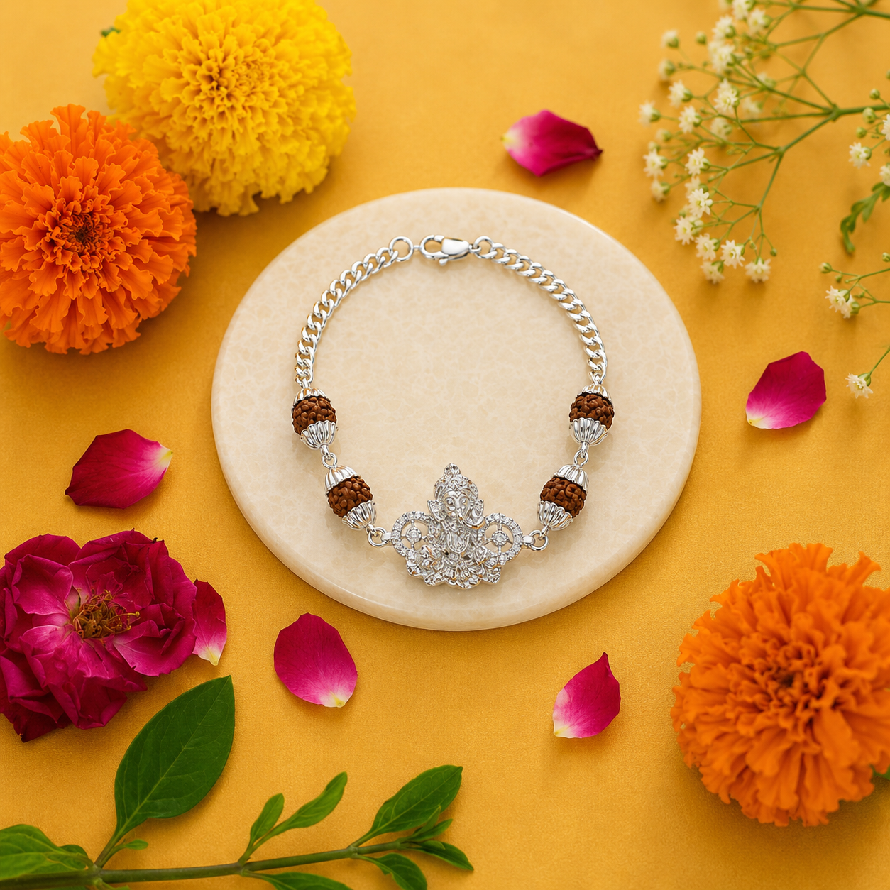 Krishna Rudraksha Rakhi – 925 Sterling Silver – OYA by Gemkara view 3