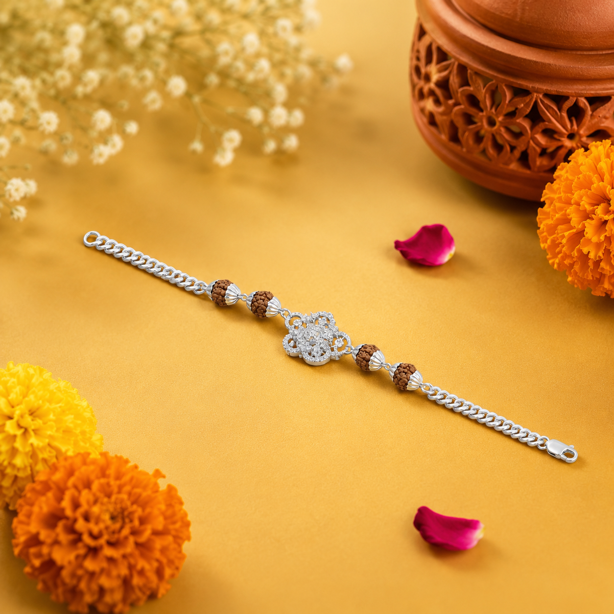 Krishna Rudraksha Rakhi – 925 Sterling Silver – OYA by Gemkara view 4