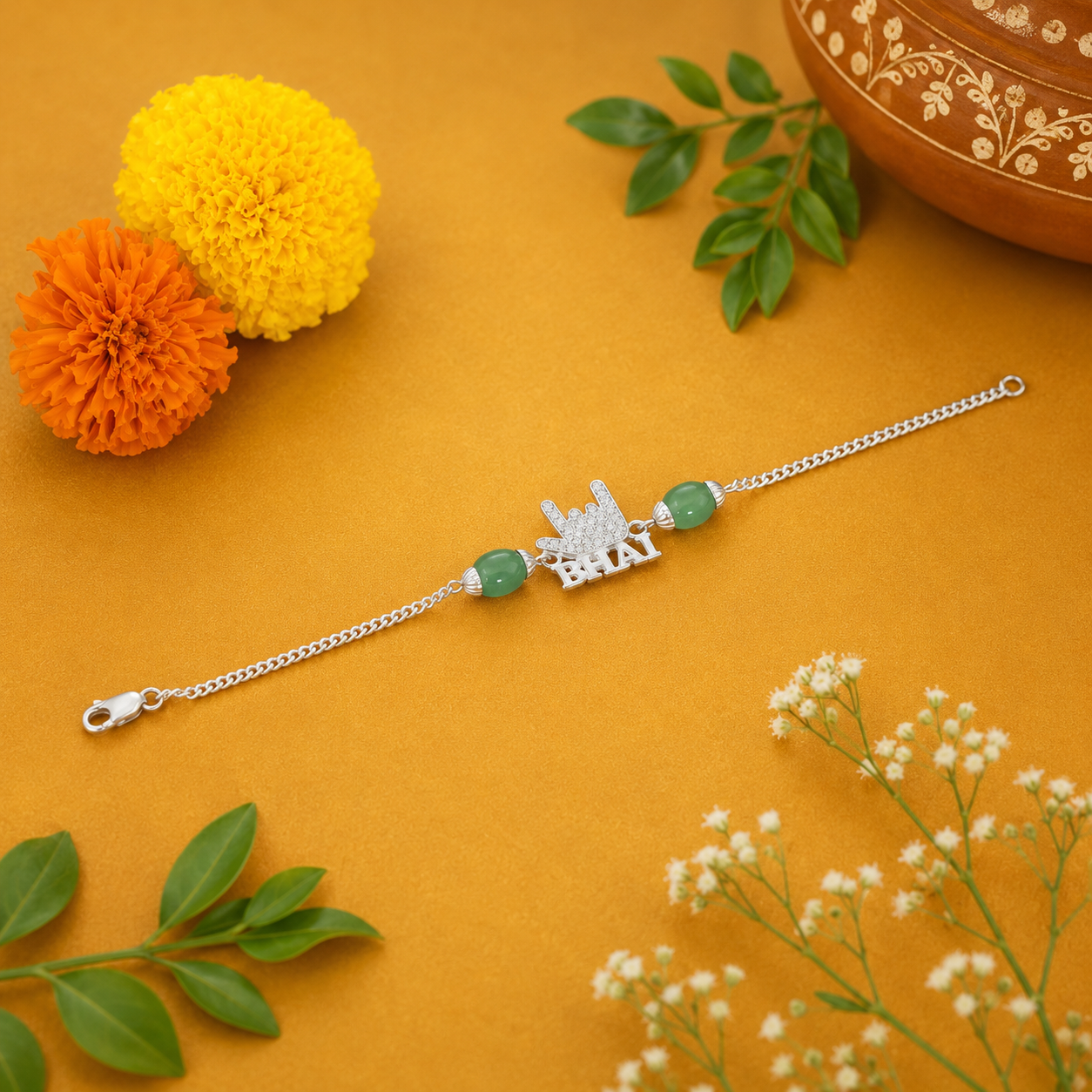 Bhai Blessing Rakhi – 925 Sterling Silver – OYA by Gemkara view 2