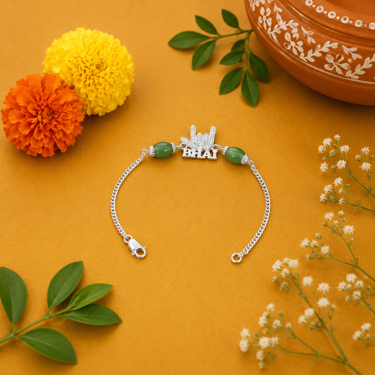 Bhai Blessing Rakhi – 925 Sterling Silver – OYA by Gemkara view 3