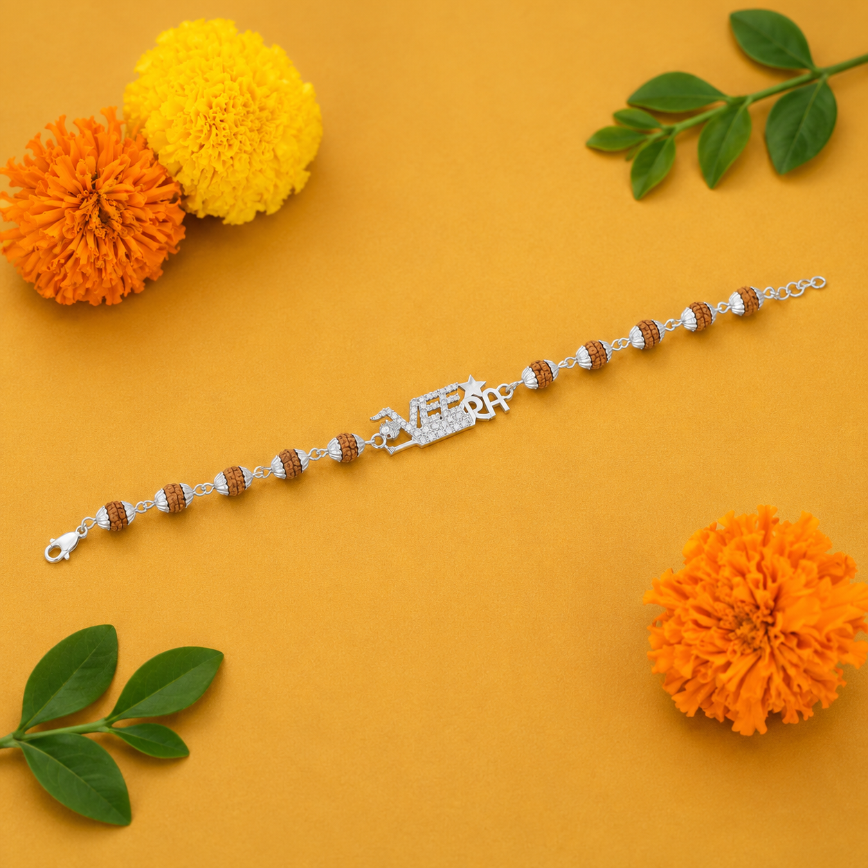 Veera Rudraksha Rakhi – 925 Sterling Silver – OYA by Gemkara view 2