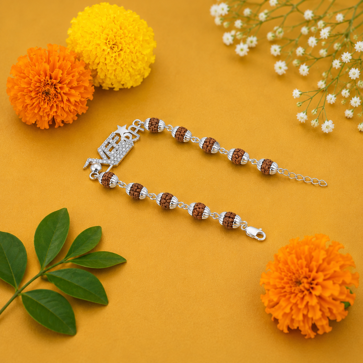 Veera Rudraksha Rakhi – 925 Sterling Silver – OYA by Gemkara view 3
