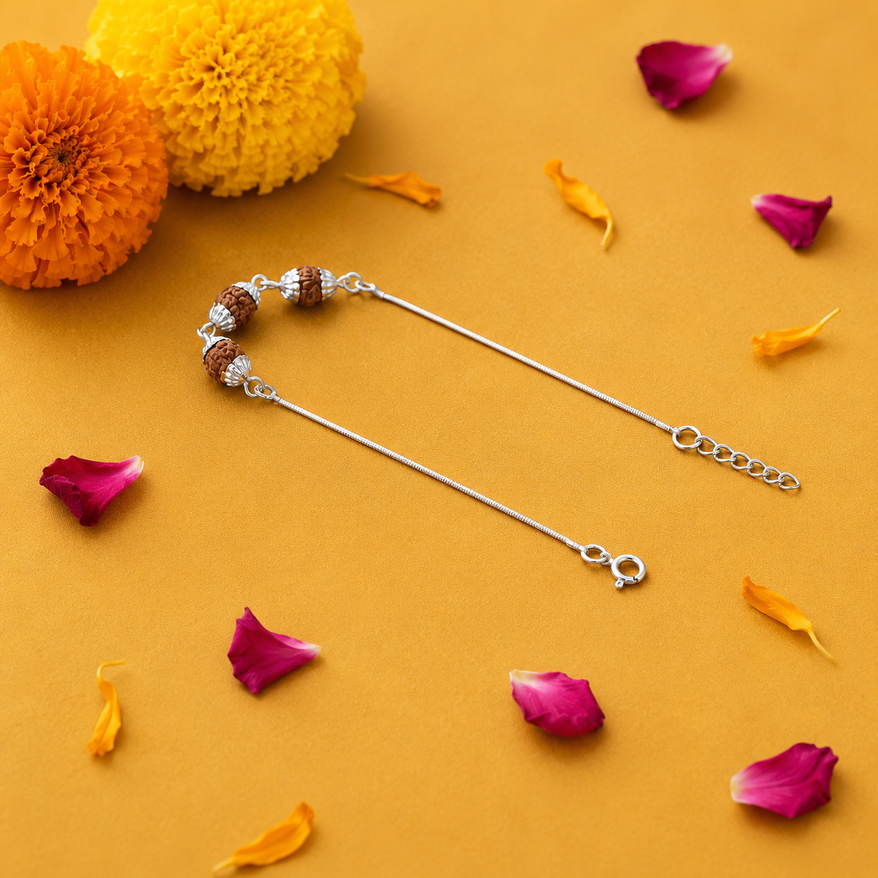 Trio Rudraksha Rakhi – 925 Sterling Silver – OYA by Gemkara view 4